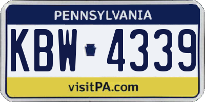 PA license plate KBW4339
