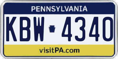 PA license plate KBW4340