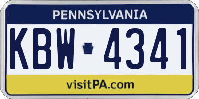 PA license plate KBW4341
