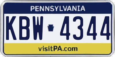 PA license plate KBW4344