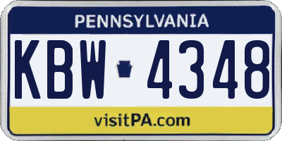 PA license plate KBW4348