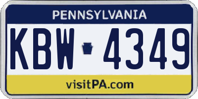 PA license plate KBW4349
