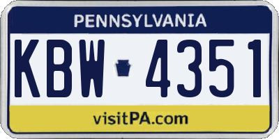 PA license plate KBW4351