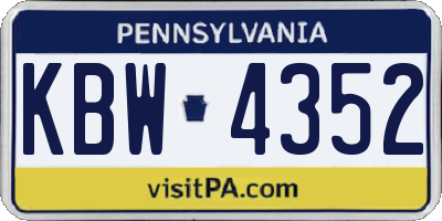 PA license plate KBW4352