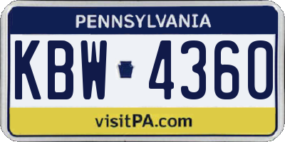 PA license plate KBW4360
