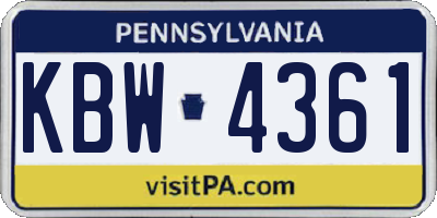 PA license plate KBW4361
