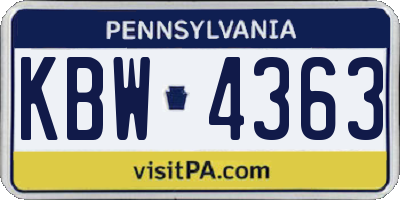 PA license plate KBW4363
