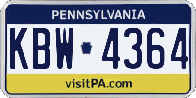 PA license plate KBW4364