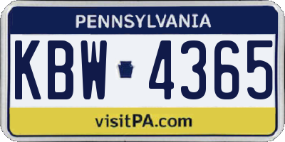 PA license plate KBW4365
