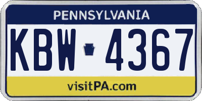 PA license plate KBW4367