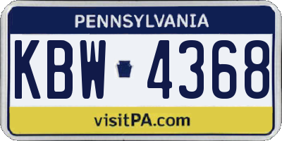 PA license plate KBW4368