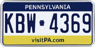 PA license plate KBW4369