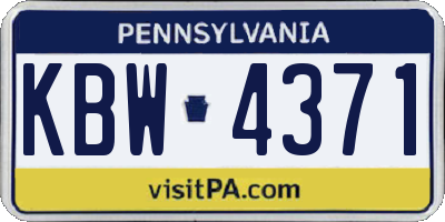 PA license plate KBW4371