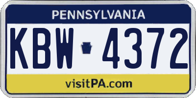 PA license plate KBW4372