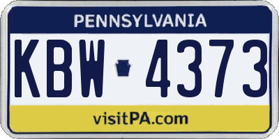 PA license plate KBW4373