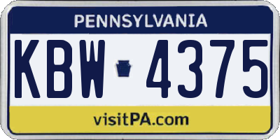 PA license plate KBW4375