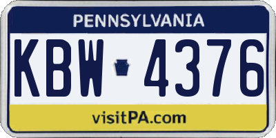 PA license plate KBW4376