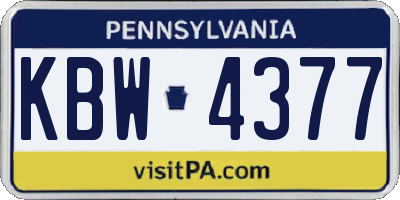 PA license plate KBW4377