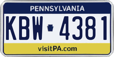 PA license plate KBW4381