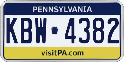 PA license plate KBW4382