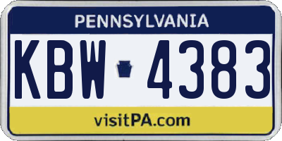 PA license plate KBW4383