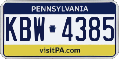 PA license plate KBW4385