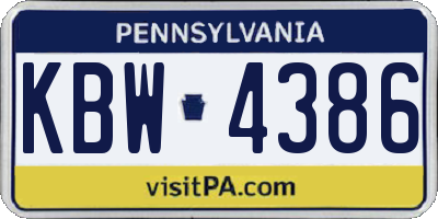 PA license plate KBW4386