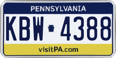 PA license plate KBW4388