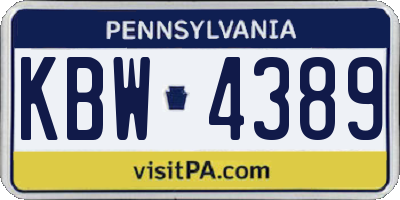 PA license plate KBW4389