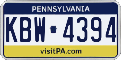 PA license plate KBW4394