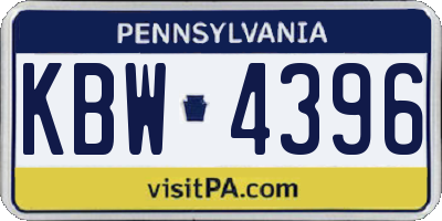 PA license plate KBW4396