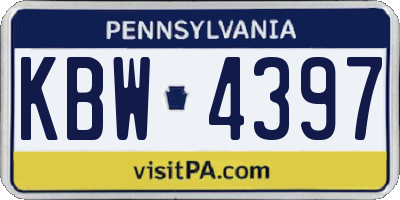 PA license plate KBW4397