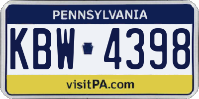 PA license plate KBW4398