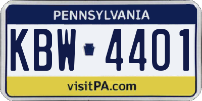 PA license plate KBW4401