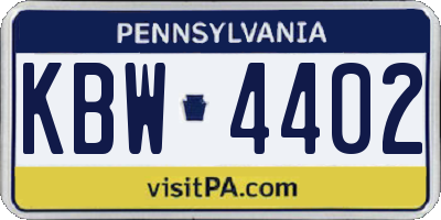 PA license plate KBW4402