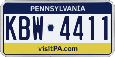 PA license plate KBW4411