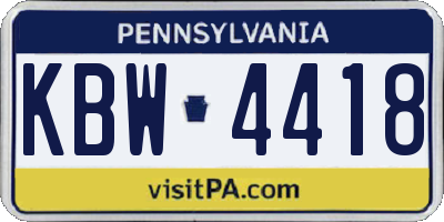 PA license plate KBW4418