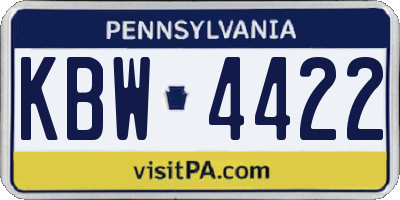 PA license plate KBW4422