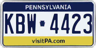 PA license plate KBW4423