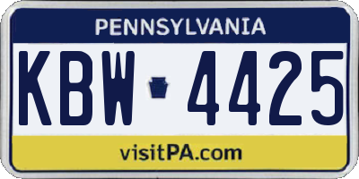 PA license plate KBW4425