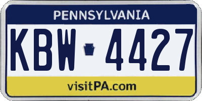 PA license plate KBW4427