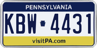 PA license plate KBW4431