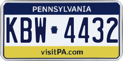 PA license plate KBW4432
