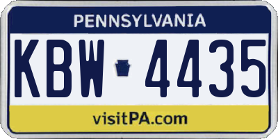 PA license plate KBW4435