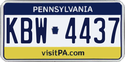 PA license plate KBW4437