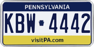 PA license plate KBW4442