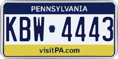 PA license plate KBW4443