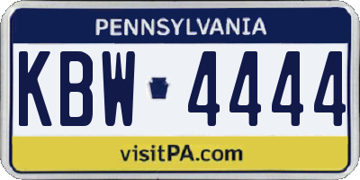 PA license plate KBW4444