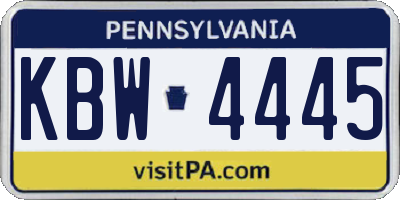 PA license plate KBW4445