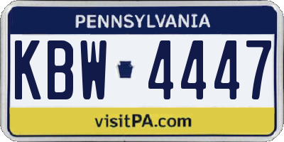 PA license plate KBW4447